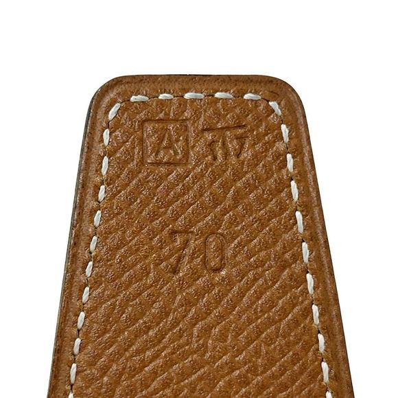 Hermes Belt Ladies Brand Constance Vaux Epson Brown Blue Gold Hardware H Logo - Picture 5 of 10